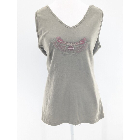 Harley-Davidson Sturgis Deadwood South Dakota Olive Green Tank Top Size Large - Picture 1 of 6
